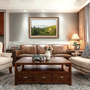 入室玄关装饰画山水风景客厅沙发背景墙挂画欧式书房画博登湖