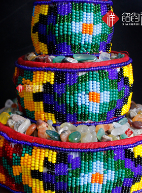 尼泊尔青铜曼扎盘民族风修曼达盘藏传全手工穿珠子光面送曼扎布