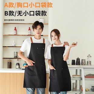 无袖背带防水围裙超薄透气咖啡烘培奶茶店工作服定制印字