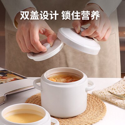 隔水炖盅金边酒店陶瓷带盖盖耳燕窝炖碗蒸蛋盅家用小汤罐