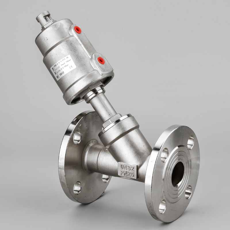 新品304不锈钢气动角座塑料头法兰气控DN152032