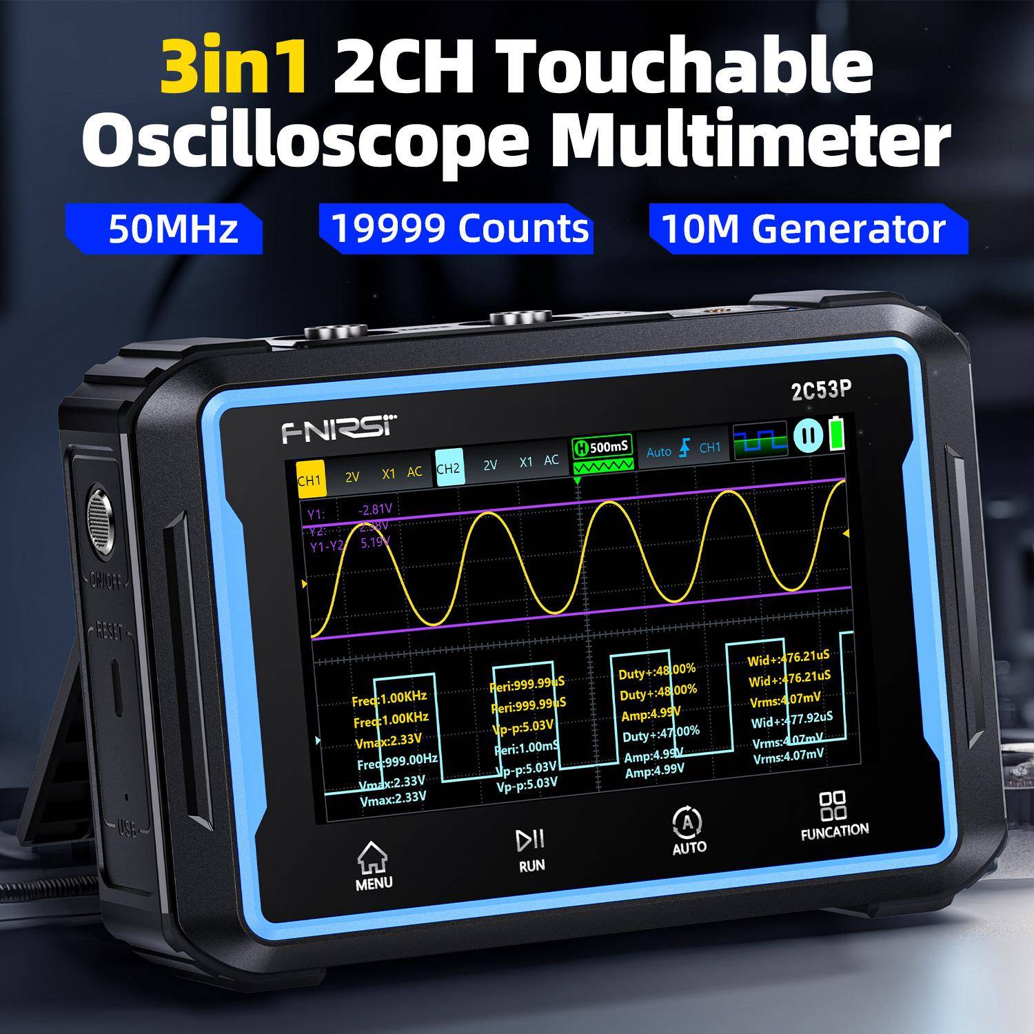 2C53P3in1Oscilloscope+Multimeter+SignalGenerato