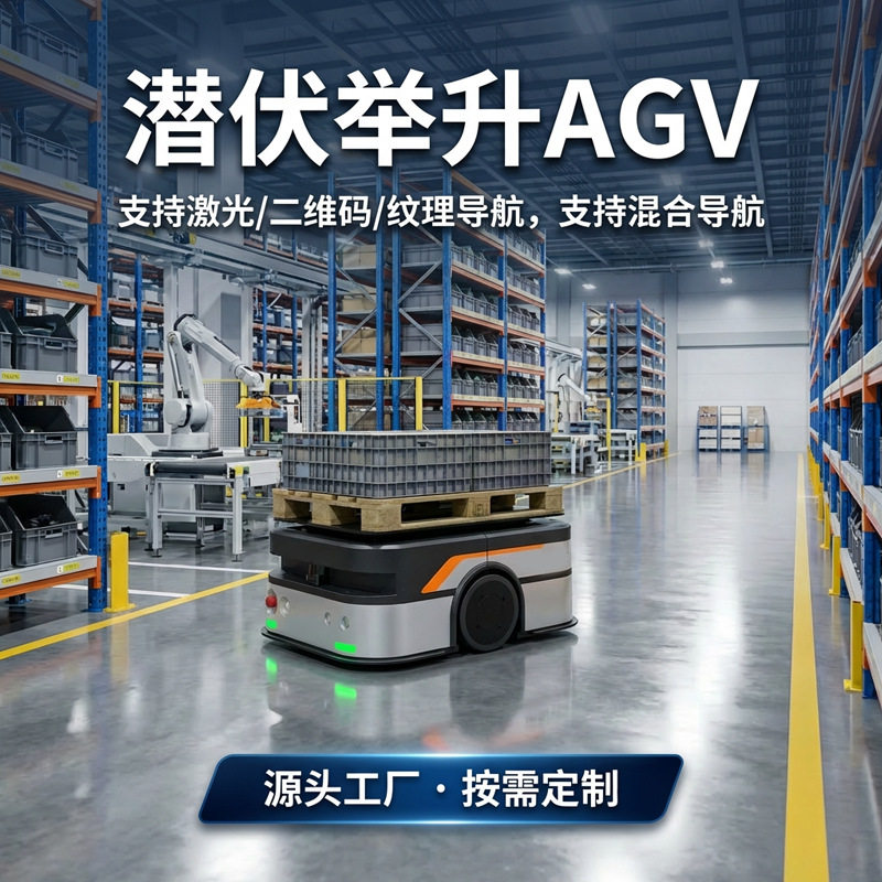 二维码导航AMR机器人仓储无人自动化运输潜伏式agv小车