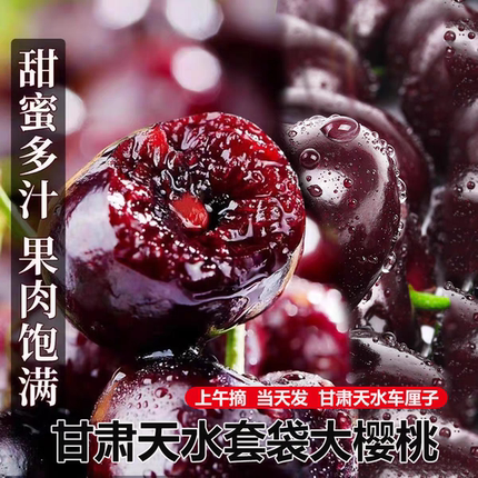 空运冷链甘肃天水大樱桃套袋新鲜水果特大果孕妇国产车厘子3J