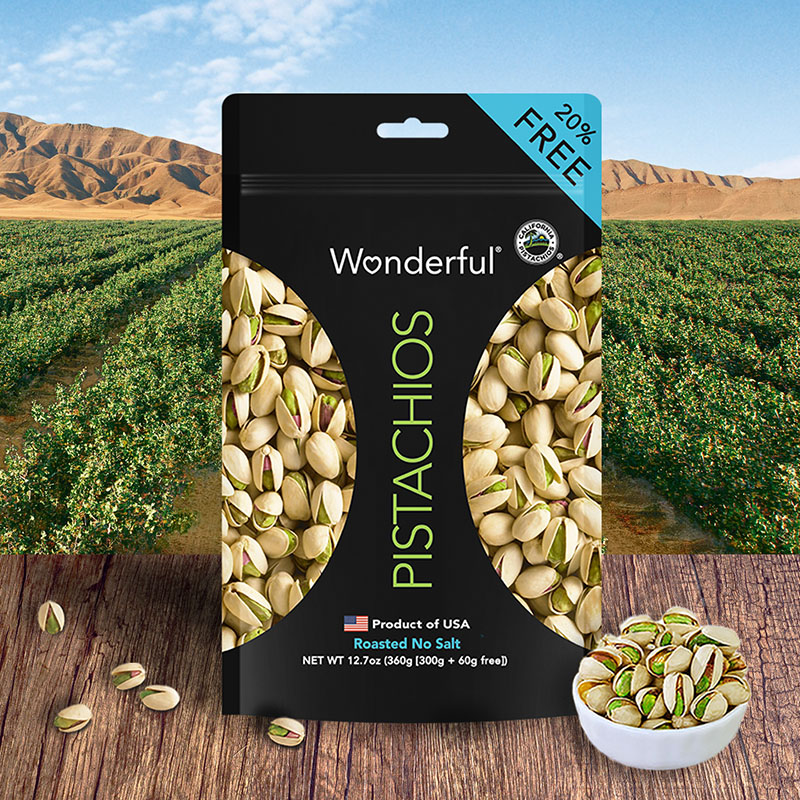 Wonderful万多福加州进口无盐味开心果360克加量装