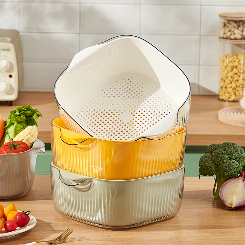 洗菜盆双层沥水篮厨房客厅茶几家用滤水菜篮子水果盘洗菜篮子淘米