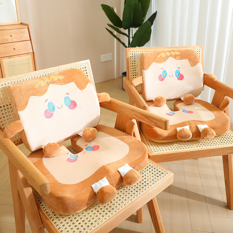 记忆棉吐司靠垫办公室久坐屁垫护腰靠背汽车载坐垫靠枕一体座椅垫