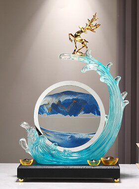 风生水起流沙画摆件家居电视柜酒柜办公室装饰开业乔迁礼品