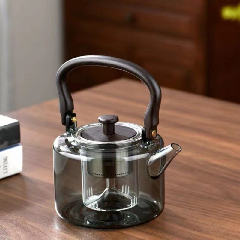 天久璃匠煮茶壶蒸煮两用胡桃木提梁养生壶茗凤祥水晶静音电茶