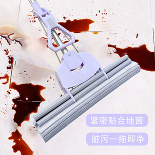 家用挤水胶棉拖把吸水拖把免手洗U地拖布干湿两 海绵拖把头滚轮式