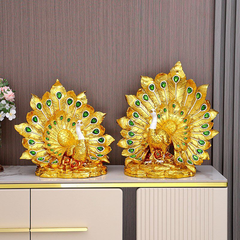 金雀屏奢华新装饰品吉祥雀客厅电视柜玄关结婚礼品