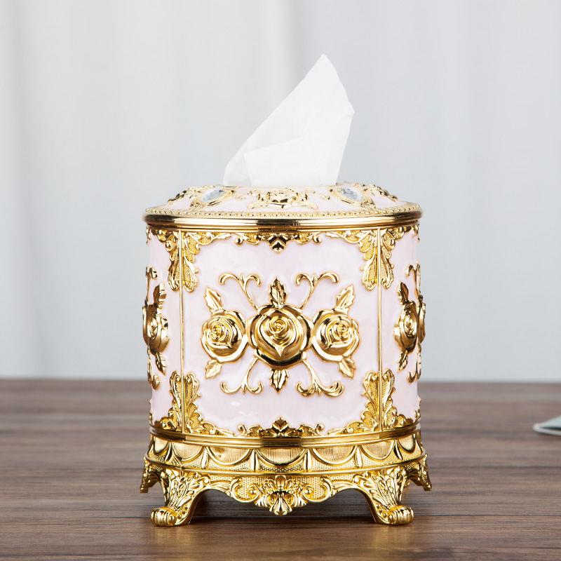 纸巾筒欧式抽纸盒时尚茶几卷纸盒客厅圆桶餐巾盒圆型纸巾桶纸巾盒