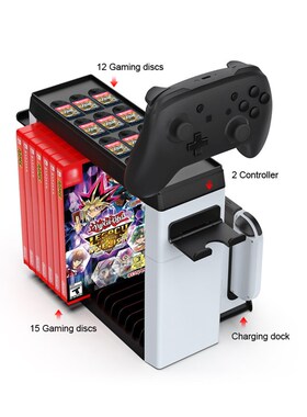 Switch OLED多功能收纳架NS左右游戏手柄精灵球6合1充电底座套装