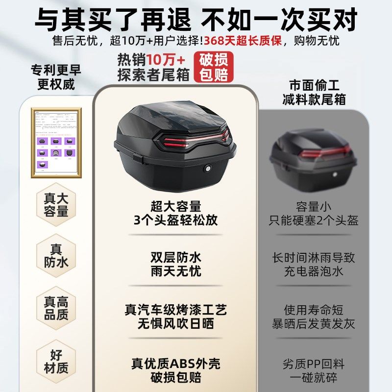 大容量电动车后备箱通用爱玛雅迪台铃小牛九号电瓶车摩托车尾箱