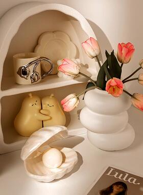 韩国ins风奶油风花瓶纸巾盒摆件创意客厅电视柜酒柜桌面装饰品