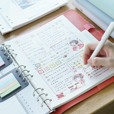活页笔记本可拆卸环扣手帐本记事本软皮面本子康奈尔活页本简约in