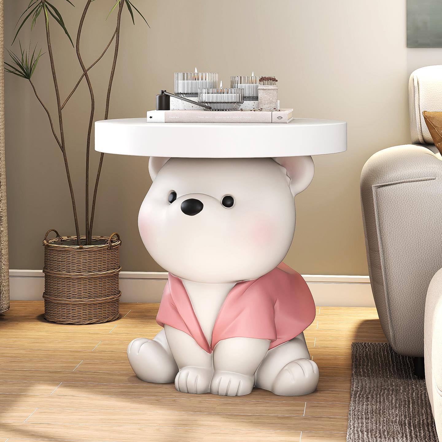 大型熊落地摆件家居装饰品茶几床边托 托盘电视柜沙发旁动物乔迁