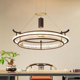 新中式客厅吊灯圆形LED饭厅饭店包房包间酒店会所现代茶室吊灯