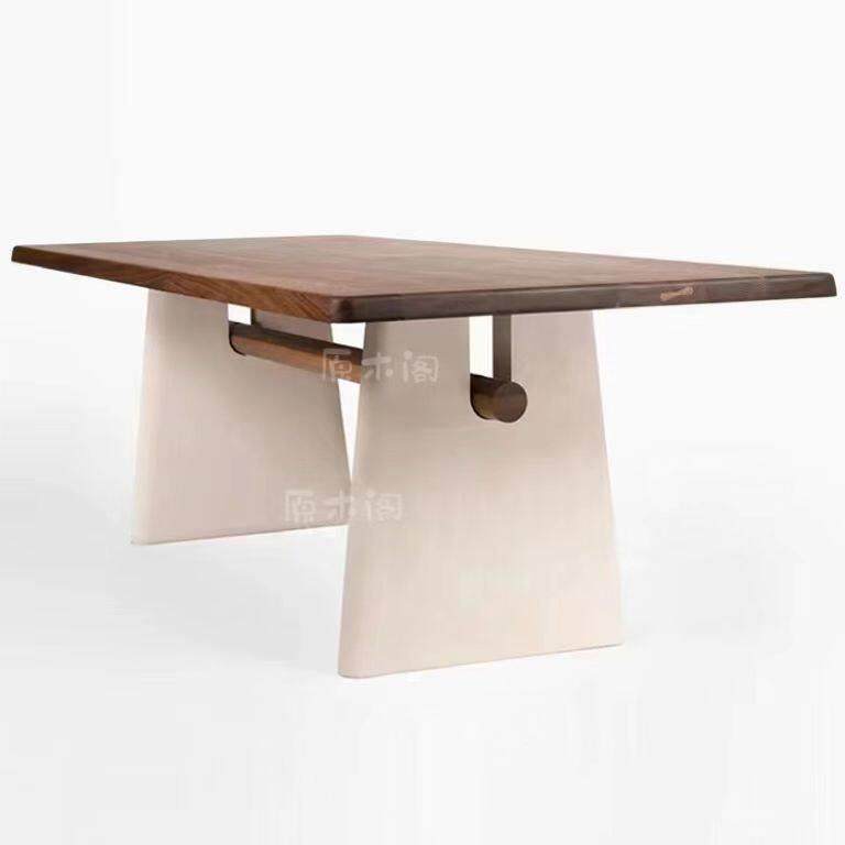 中古侘寂风实木餐桌简约现代设计师款办公桌书桌北欧覆古风长桌