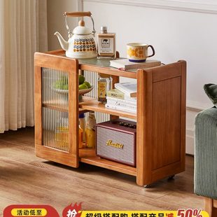 沙发边几家用可移动实木茶几客厅小户型带轮简易茶桌子床头置物架