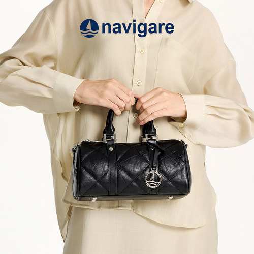 Navigare小帆船真皮菱格波士顿包