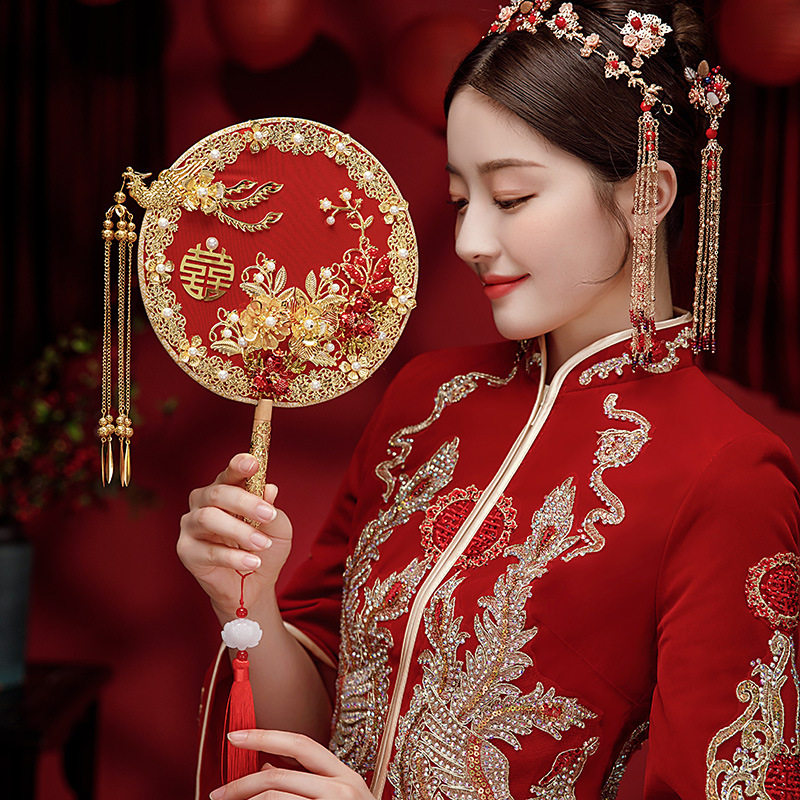 古风团扇中式婚礼扇子新娘秀禾服工艺扇/团扇/喜扇/