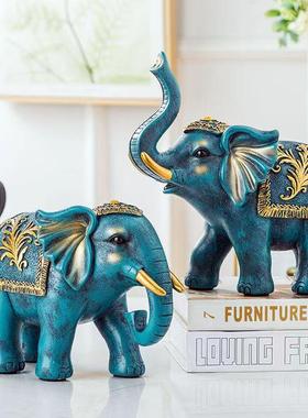 招财大象一对摆件客厅电视柜玄关风水招财象欧式家居饰品结婚礼物