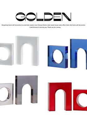 几何正方形拱门水晶摆件样板房客厅售楼中心家居书房桌面装饰摆设