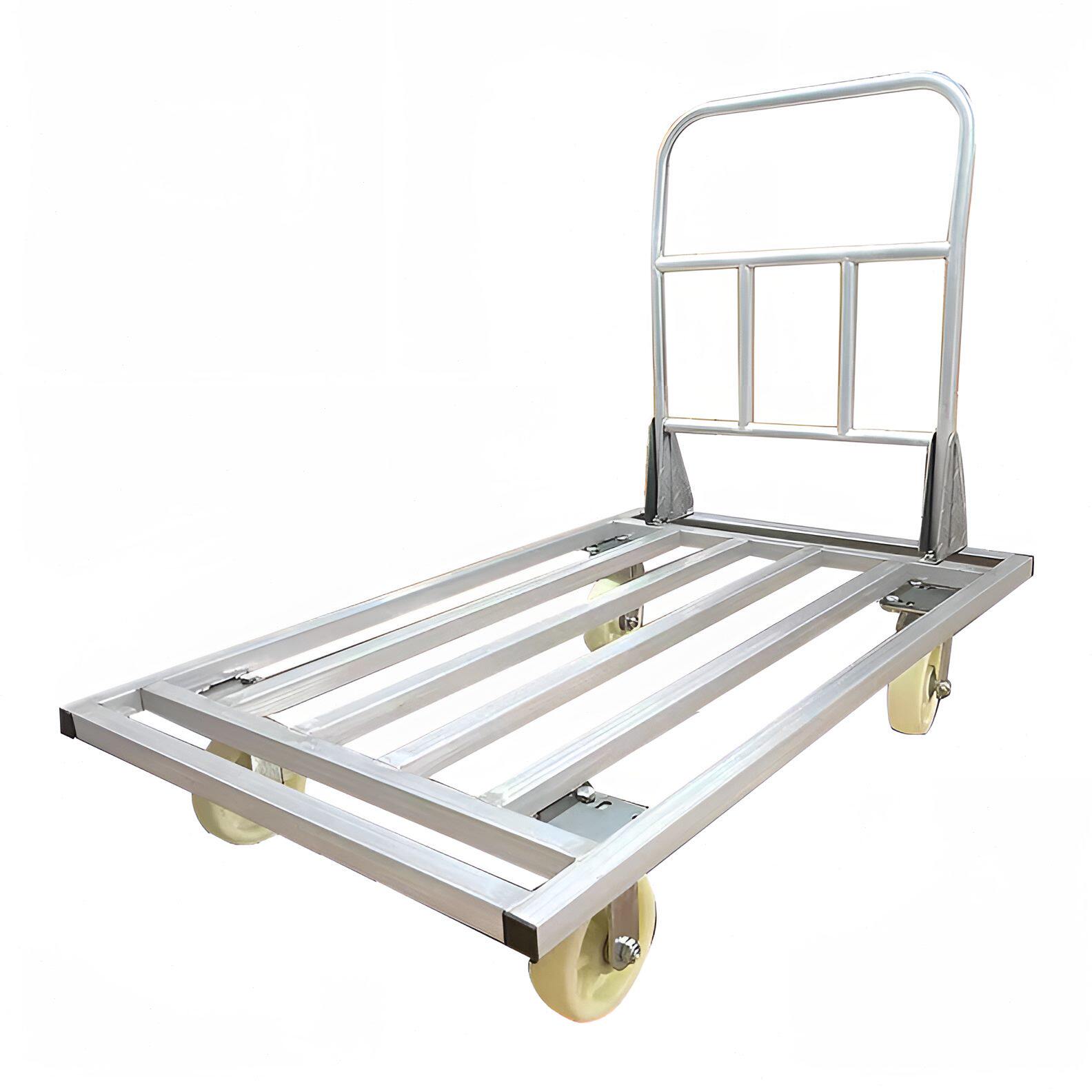 手推车搬运车拉货平板车静音工具车仓库家用大载重便携四轮方管车