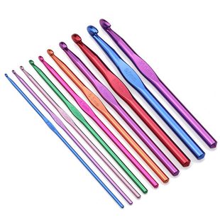 甄选胶柄钩针2.0 毛线编织勾针工具 6.0彩铝钩针2.5 10.0组合套装