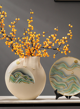 新中式客厅玄关轻奢摆件高端大气电视柜装饰品乔迁礼物博古架酒柜