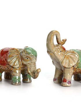 大象陶瓷工艺品客厅电视柜家居饰品摆设乔迁新居礼品大象摆件装饰