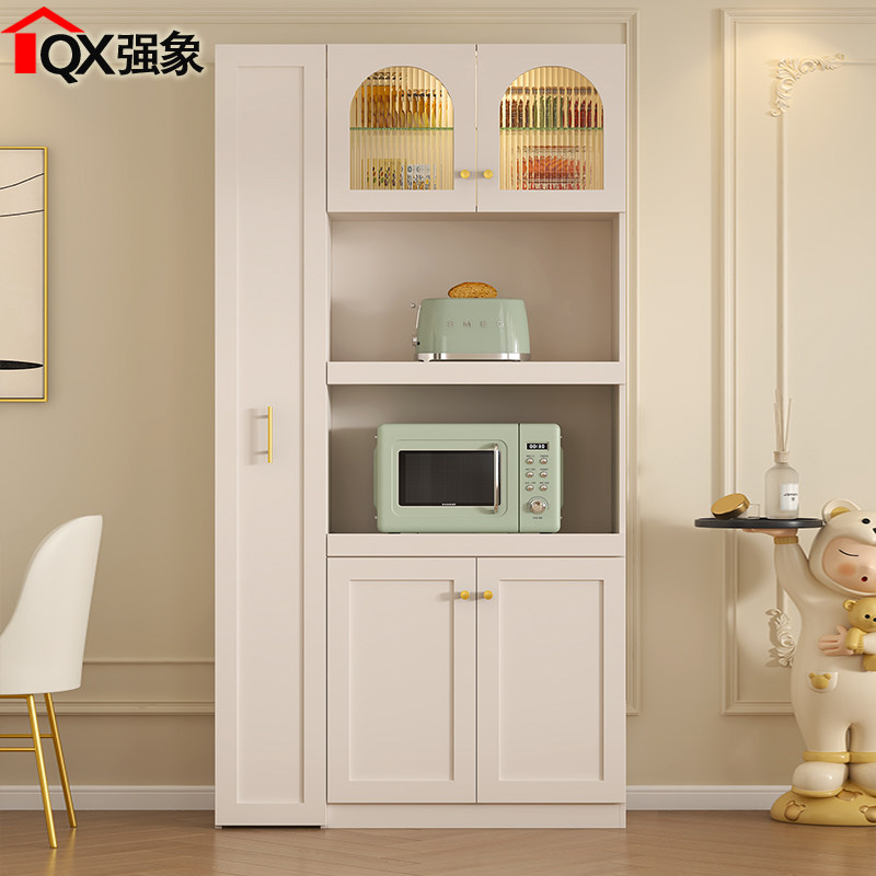 法式奶油风餐边柜高柜一体靠墙多功能厨房烤箱微波炉储物柜子G258,住宅家具,餐边柜,淘宝优惠券,粉丝福利购,淘宝优惠卷