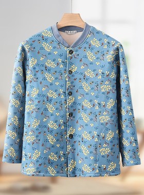 中老年保暖内衣女加绒加厚开衫开襟妈妈老太太秋衣老人妈妈家居服