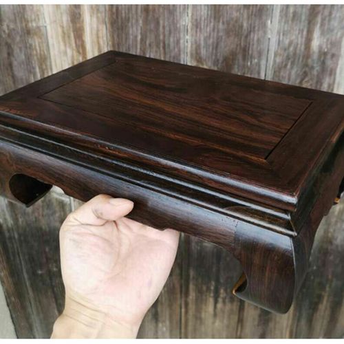 实木黑檀花盆摆件底座明式弯脚台鱼缸花瓶佛像奇石底座长方形托架