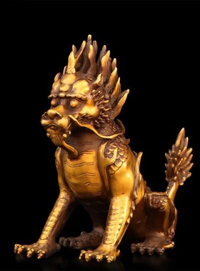 纯铜獬豸摆件一对律师法官办公室桌面摆放法兽瑞兽獬廌正义神兽