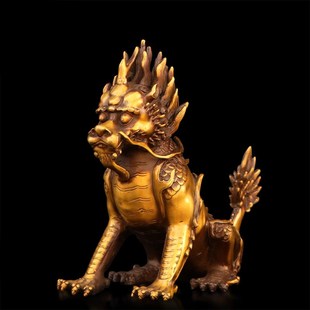 纯铜獬豸摆件一对律师法官办公室桌面摆放法兽瑞兽獬廌正义神兽