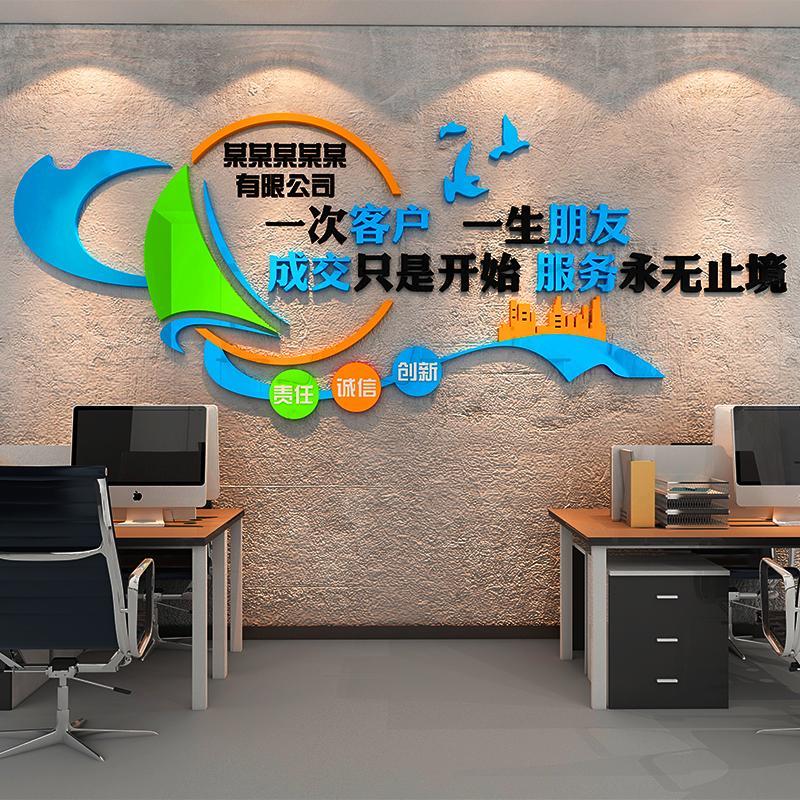 会议室布置公司形象前台墙贴背景办公室装饰墙面企业文化励志标语