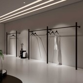 童装 店货架衣服架子壁挂式 挂衣杆 店上墙展示架简约女装 哑光黑服装