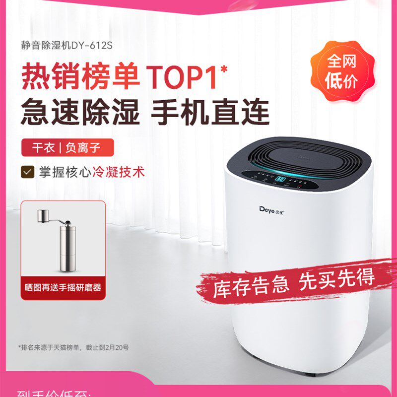 德业除湿机家用抽湿机静音卧室空气吸湿器除潮器小型地下室612S