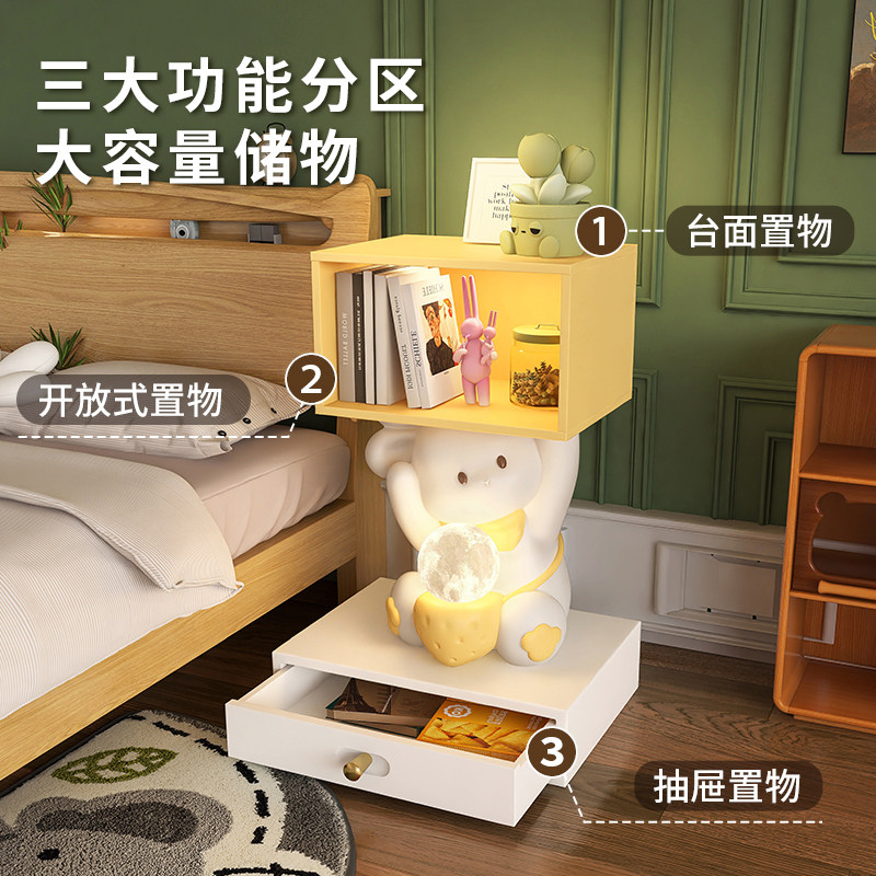 卡通兔子儿童房卧室床头柜落地灯女孩沙发边几客厅落地摆件储物柜,住宅家具,儿童床头柜,淘宝优惠券,粉丝福利购,淘宝优惠卷