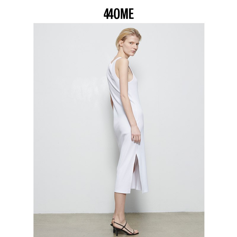 440ME女装 新款轻薄修身弹力罗纹背心裙舒适棉无袖连衣裙