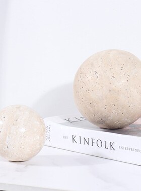 轻奢天然大理石圆球摆件 样板间售楼处客厅玄关桌面软装饰品镇宅