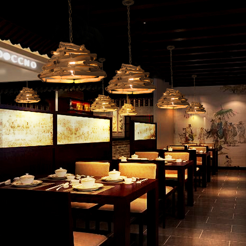美式乡村复古实木吊灯创意怀旧酒吧吧台餐厅漫咖啡厅服装烤鱼店灯