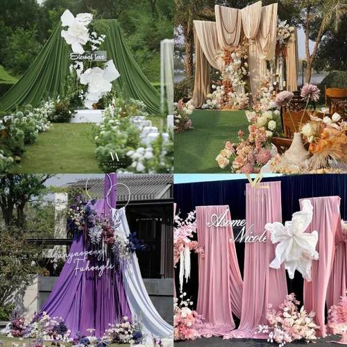 婚庆布幔牛奶丝弹力布婚礼装饰布幔纱幔婚礼礼堂吊顶挂布装饰布幔