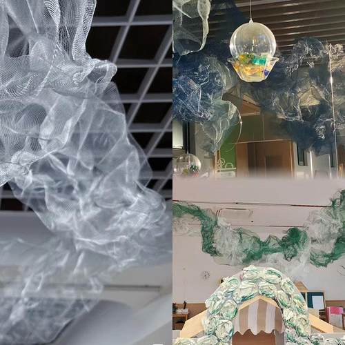 云雾网婚庆艺术材料diy可塑金属网纱面料吊顶硬纱幼儿园吊顶布置