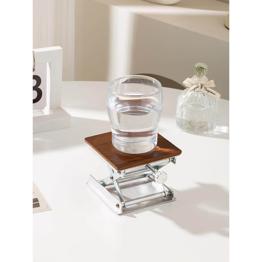 Epeiushome可升降增高杯垫铝合金亚克力黑胡桃桌面防烫隔热垫北欧