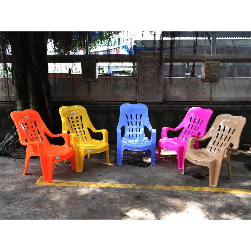 塑料加厚靠背沙滩椅躺椅大排档椅塑胶高背扶手椅家用成人熟胶椅子