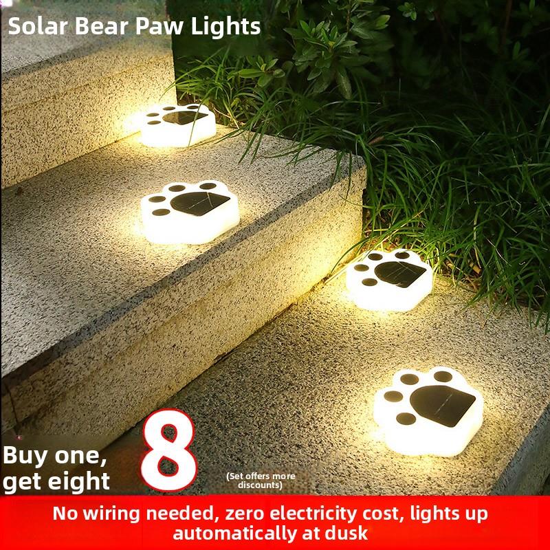 太阳能熊棕榈地下灯白光暖光梯子楼梯大气光花园草坪地面灯户外防