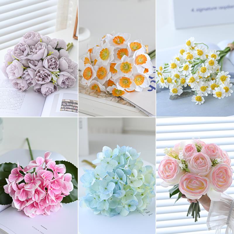 清仓单支玫瑰装饰假花防仿真花客厅餐桌摆花塑料花束干花绢花摆件